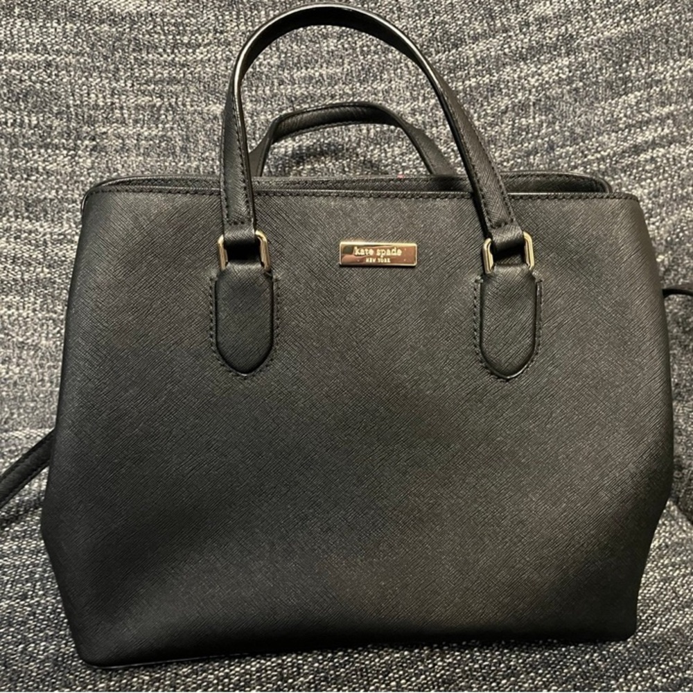 Women’s Kate Spade Leather Black Crossbody Satchel Bag Purse Medium